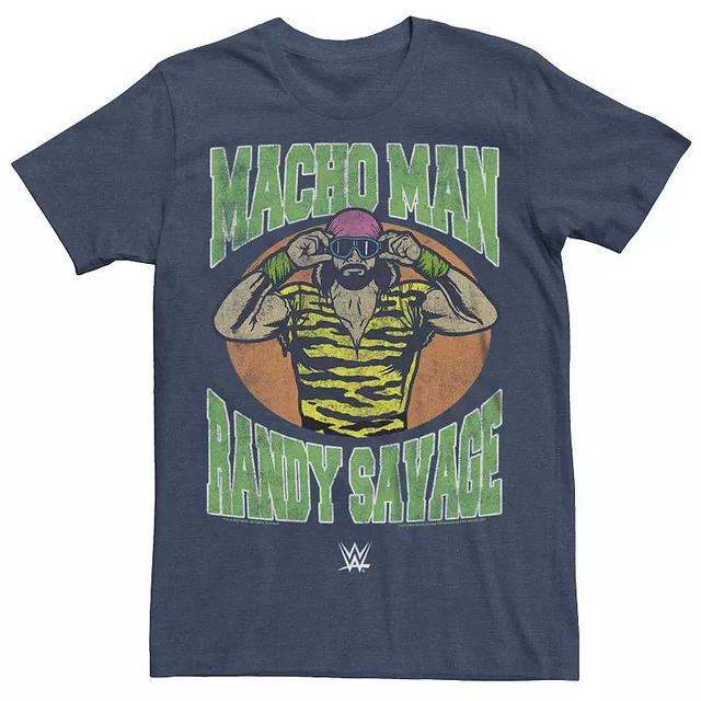 Big & Tall WWE Retro Macho Man Randy Savage Circle Graphic Tee, Mens Navy Grey Product Image