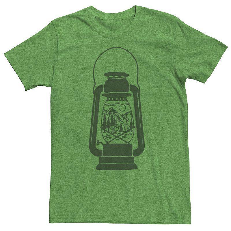 Mens Camping Lantern Great Outdoors Vintage Graphic Tee Kelly Grey Product Image