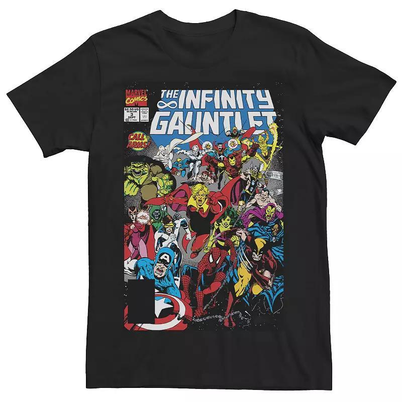 Mens Marvel Infinity Gauntlet Comic Book Cover Tee Black Product Image