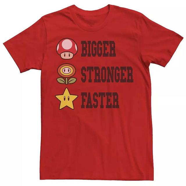 Mens Nintendo Super Mario Bigger Faster Stronger Game Symbols Tee Product Image