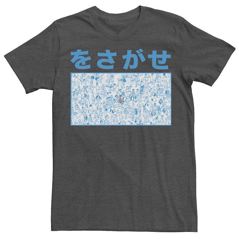 Mens Wheres Waldo Kanji Found Waldo Poster Tee Grey Heather Product Image