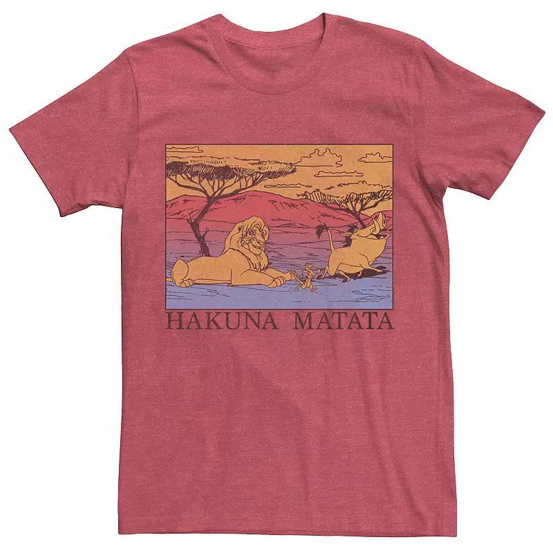 Mens Disneys The Lion King Hakuna Matata Gradient Tee Red Grey Product Image