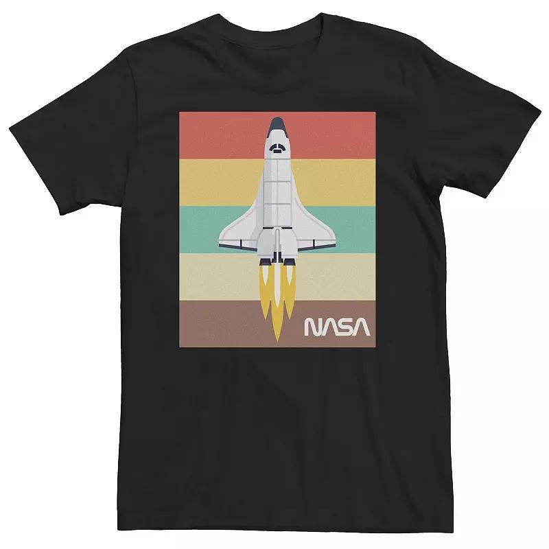 Big & Tall NASA Space Shuttle Striped Poster Tee, Mens Black Product Image