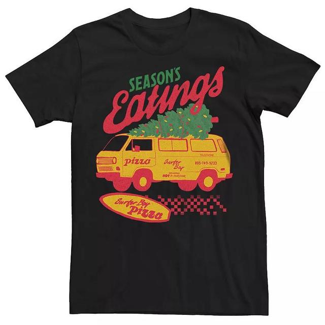 Mens Stranger Things Surfer Boy Pizza Seasons Greetings Graphic Tee Product Image