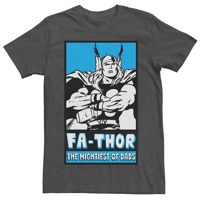 Mens Marvel Thor Mightiest Of Dads Retro Poster Fathers Day Tee Grey Heather Product Image