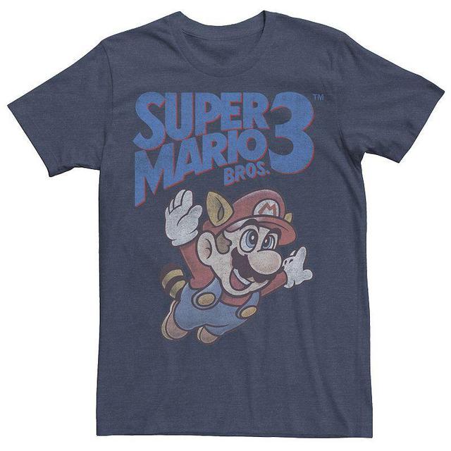 Mens Nintendo Super Mario 3 Distressed Character Panels Tee Med Blue Product Image