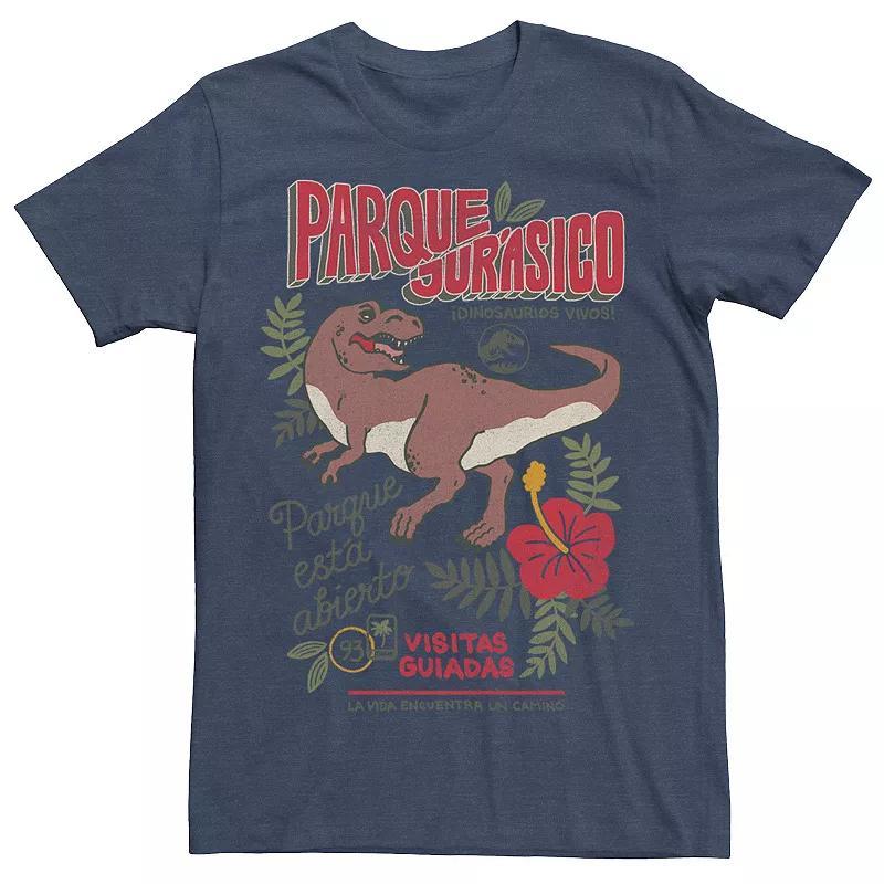 Mens Jurassic Park Spanish Opening Day Poster Tee Blue Product Image