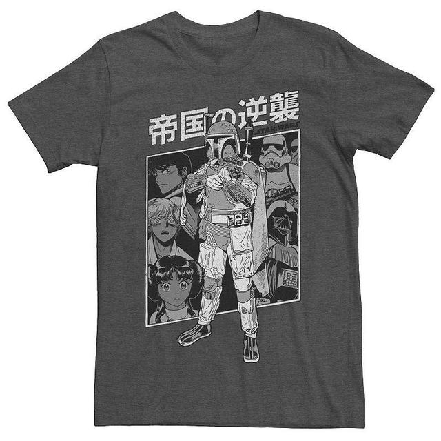 Mens Star Wars Boba Fett Anime Collage Poster Tee Grey Heather Product Image