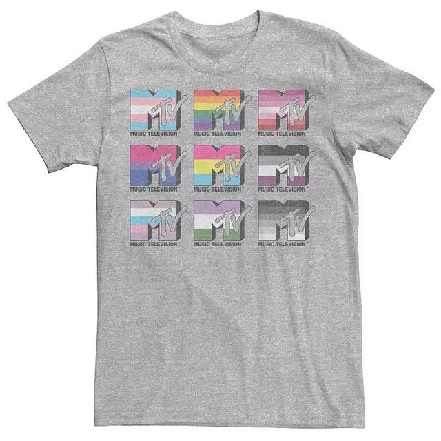 Mens MTV Music Television Pride Flag Logos Tee Athletic Grey Product Image