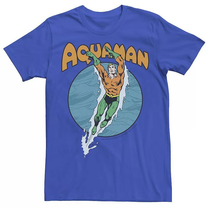 Mens DC Comics Aquaman Swimming Dance Tee Blue Product Image