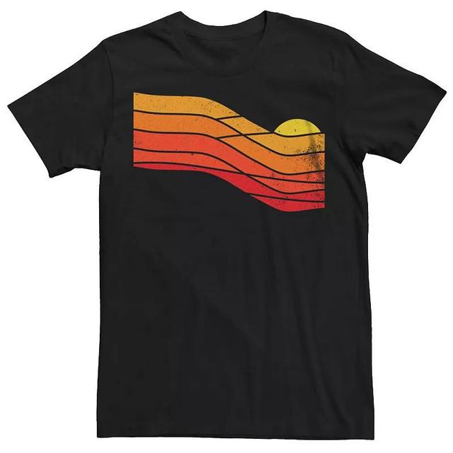 Mens 70s Retro Sunset Graphic Tee Navy Grey Product Image