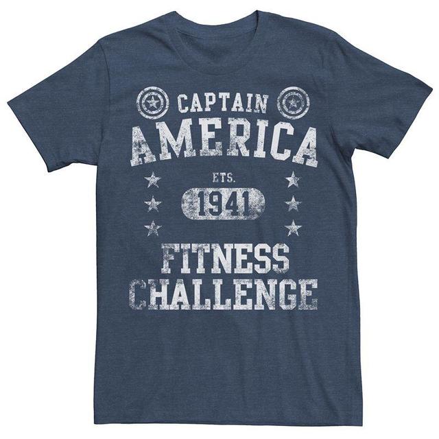 Mens Marvel Captain America Vintage Fitness Challenge Graphic Tee Navy Grey Product Image