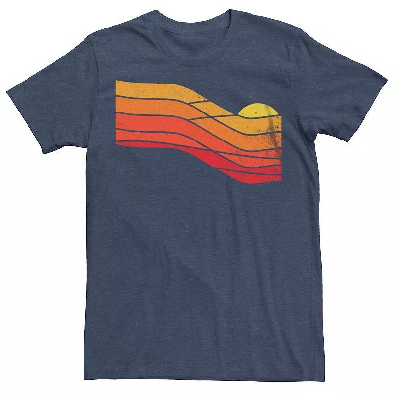 Mens 70s Retro Sunset Graphic Tee Navy Grey Product Image