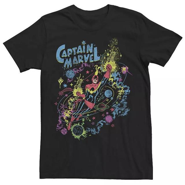 Mens Marvel Captain Marvel Vintage Sketched Galaxy Flight Poster Graphic Tee Product Image