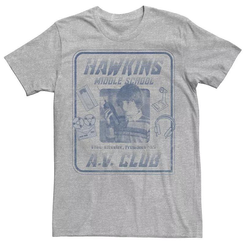 Mens Netflix Stranger Things Mike Wheeler Hawkins A.V. Club Tee Med Grey Product Image