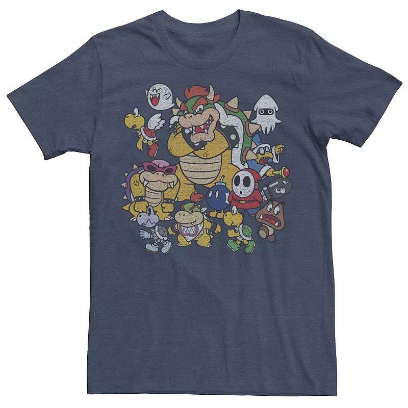 Mens Nintendo Super Mario Bowser Enemy Group Tee Dark Grey Product Image