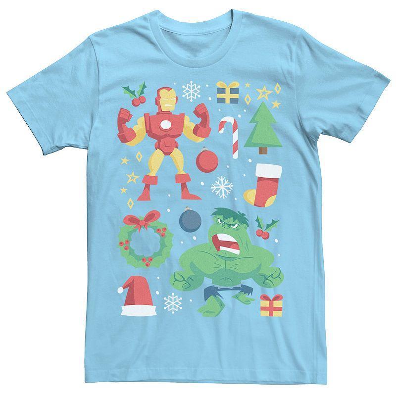 Mens Marvel Avengers Iron Man And Hulk Holiday Collage Graphic Tee Product Image