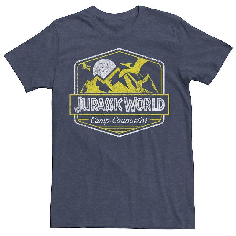 Mens Jurassic World Camp Counselor Emblem Tee Navy Grey Product Image