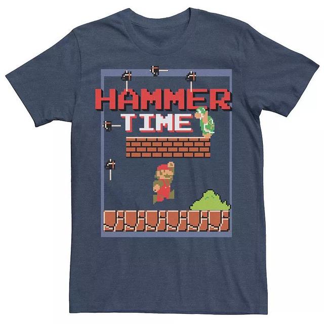 Mens Nintendo Super Mario Hammer Time Sprite Poster Tee Blue Product Image