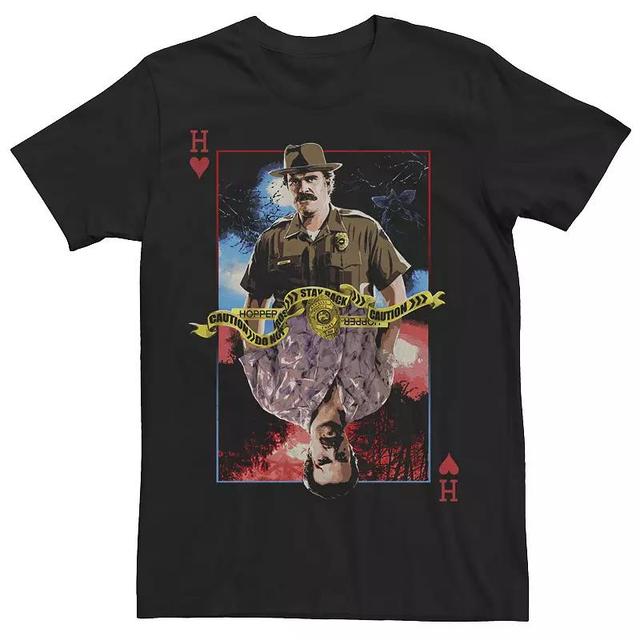 Mens Netflix Stranger Things Hopper Playing Card Upside Down Tee Product Image