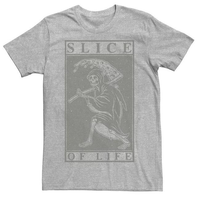 Mens Grim Reaper Slice Of Life Pizza Joke Tee Athletic Grey Product Image