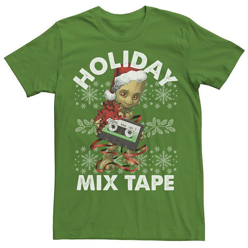 Mens Marvel Guardians Of The Galaxy Groot Mix Tape Christmas Graphic Tee Product Image