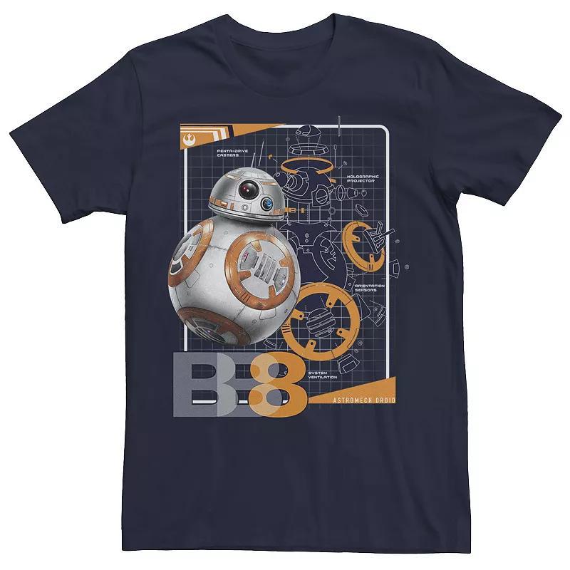 Mens Star Wars BB-8 Astromech Schematic Graphic Tee Navy Grey Product Image