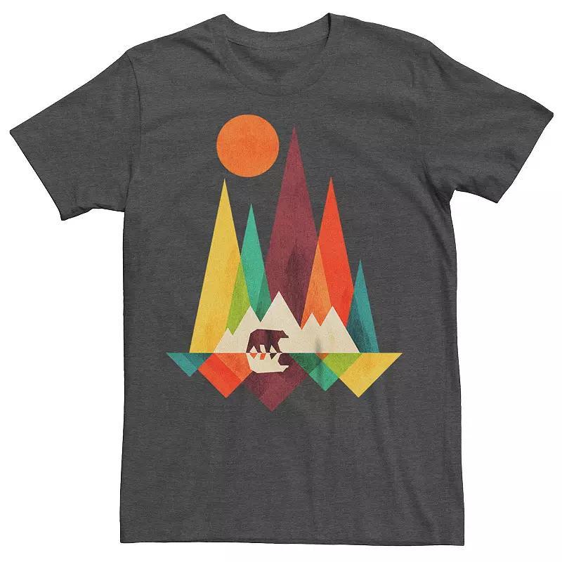 Mens Mountain Bear Abstract Graphic Tee Grey Product Image