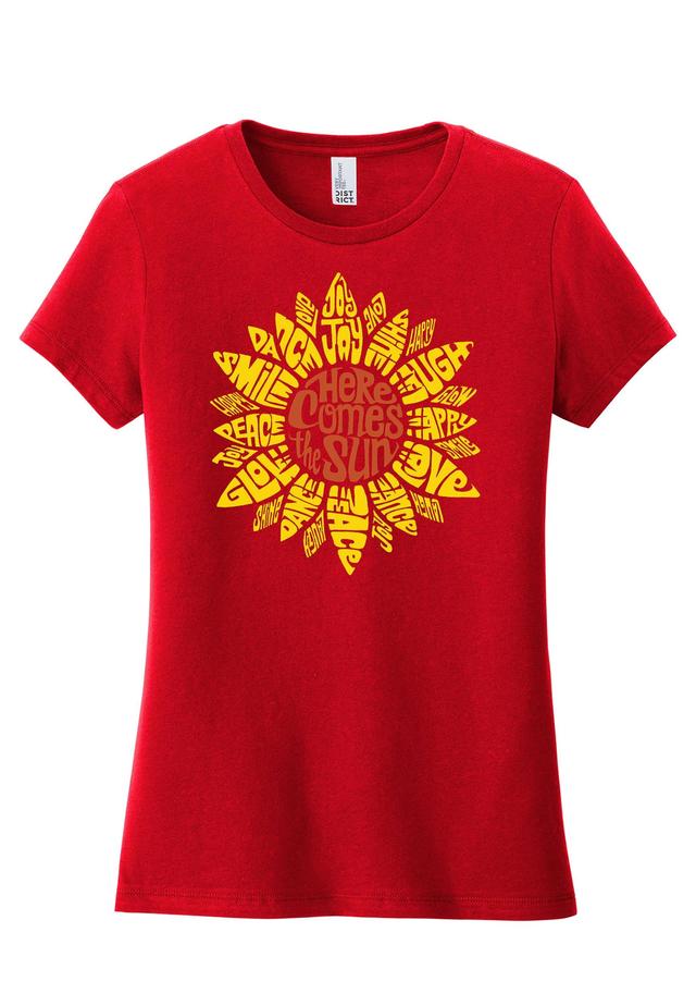 LA Pop Art Women's Word Art Sunflower Graphic Tee  Product Image