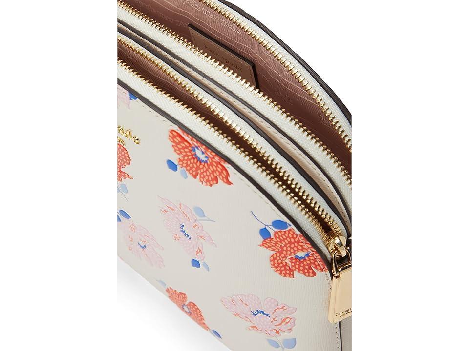 Kate Spade New York Morgan Dotty Floral Emboss Saffiano Leather Double Zip Dome Crossbody Multi) Cross Body Handbags Product Image