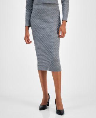 Petite Diamond-Stitch Knit Skirt product image