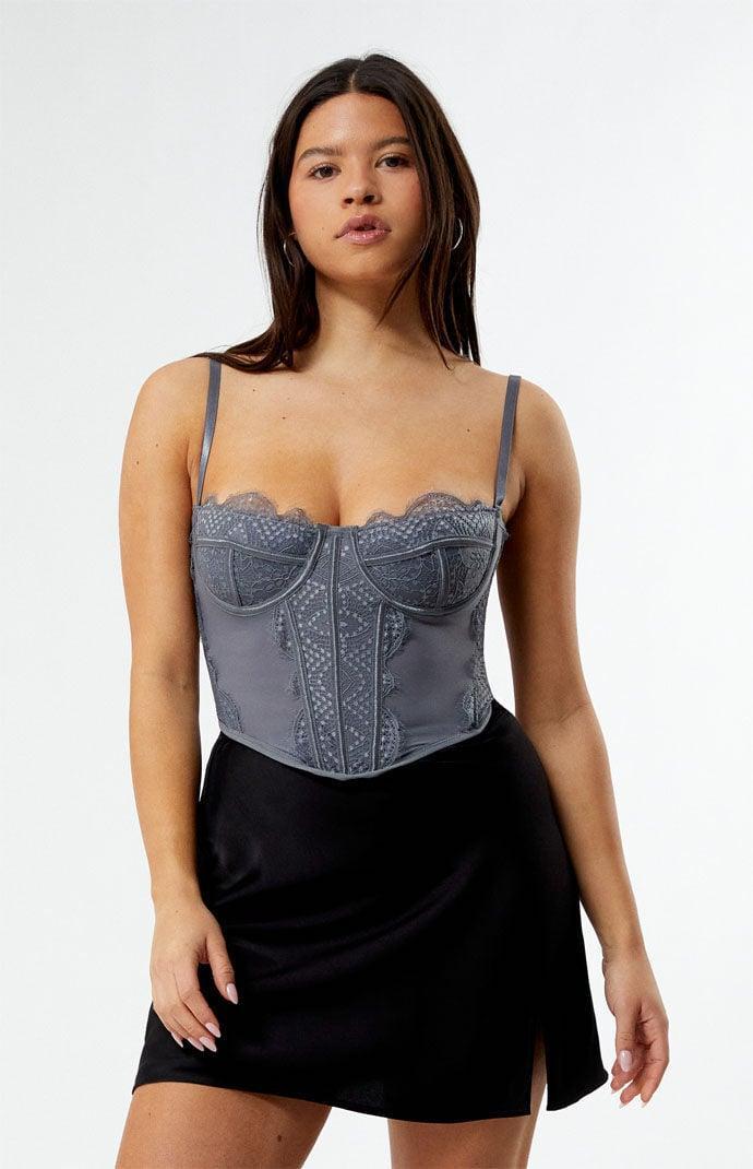 Women's Lace Trim Mesh Corset Top Product Image