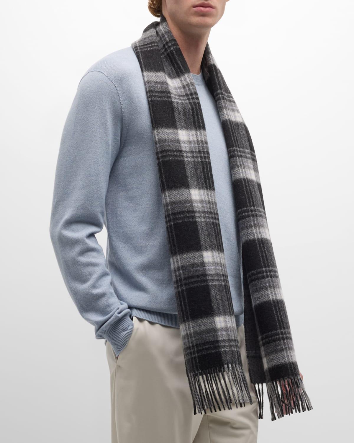 Mens Cashmere Plaid Windowpane Scarf Product Image