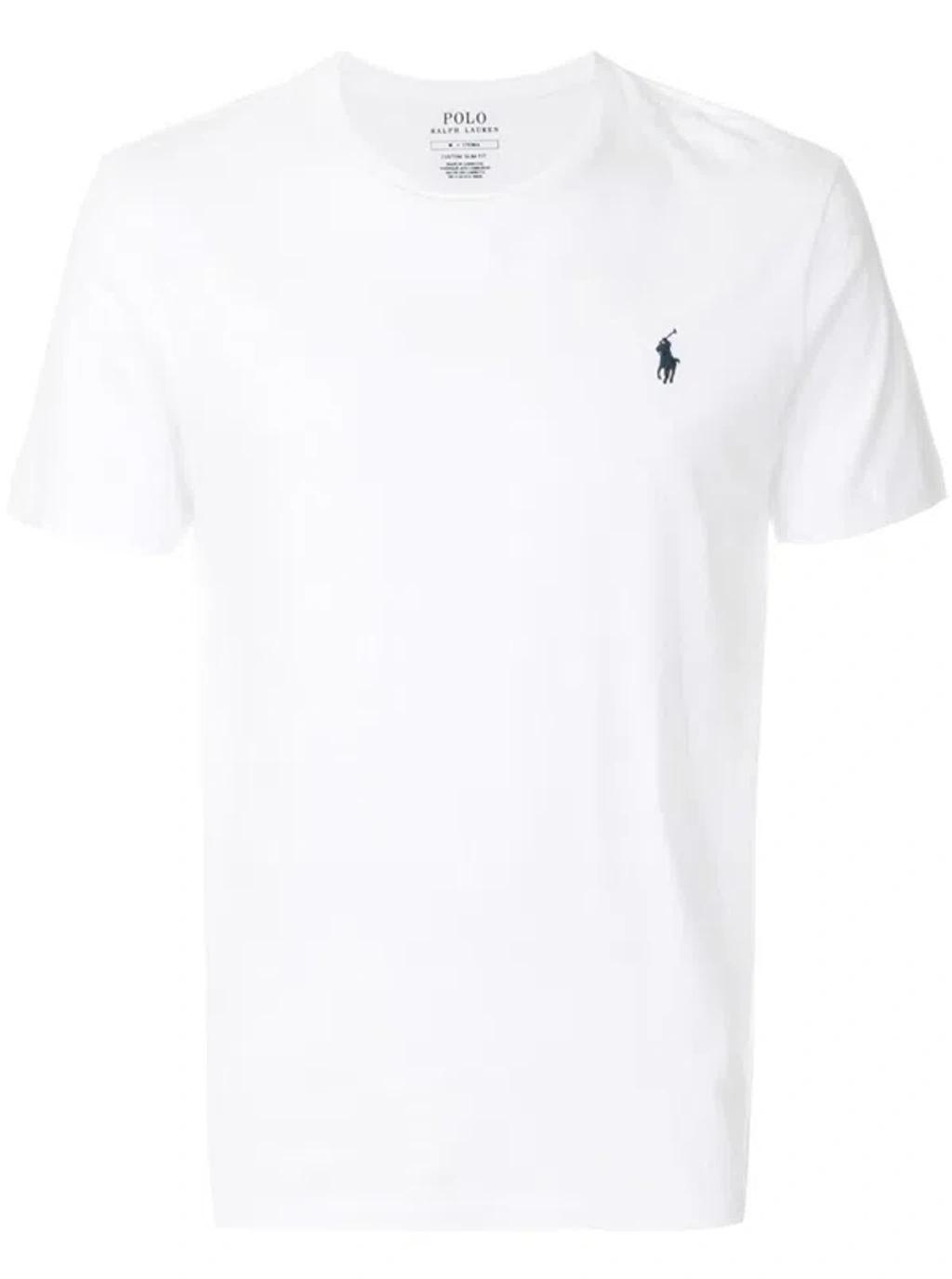 Mans White Cotton T-shirt With Logo Product Image