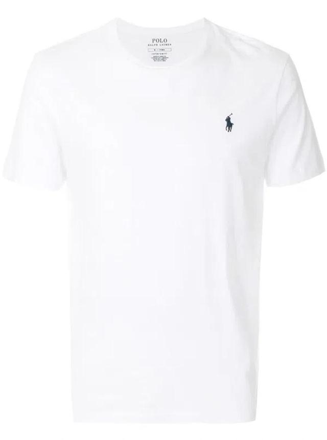 Mans White Cotton T-shirt With Logo Product Image