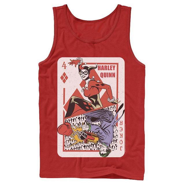 Mens DC Comics Harley Quinn Joker Playing Card Tank, Mens Grey Product Image