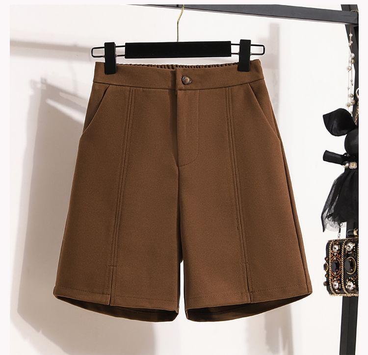 High Waist Plain Shorts Product Image