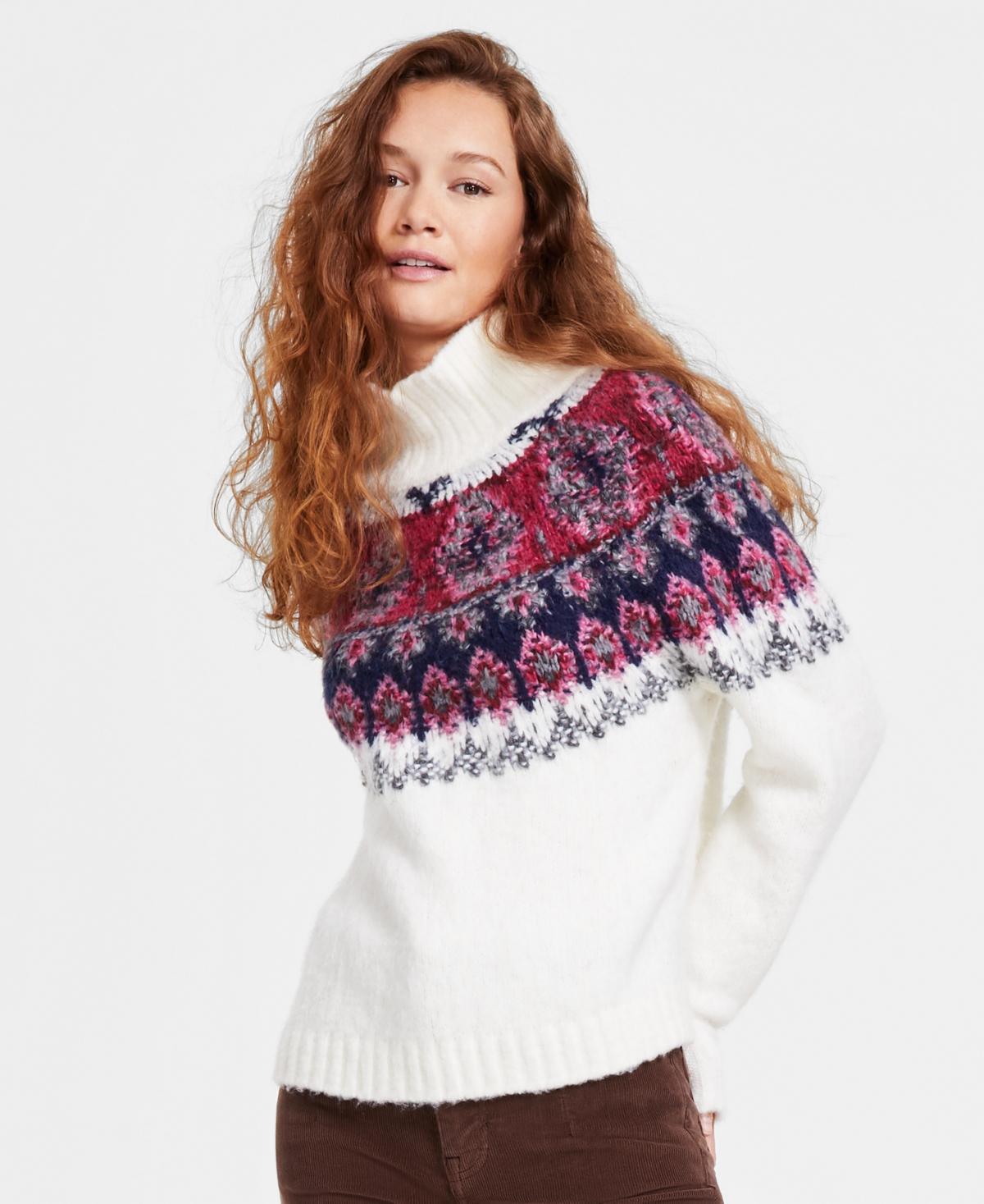 Lucky Brand Womens Fairisle Mock-Neck Long-Sleeve Sweater Product Image