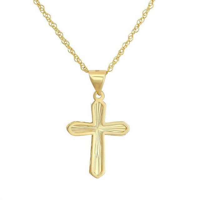 Taylor Grace 10k Gold Diamond Cut Cross Pendant Necklace, Womens Product Image