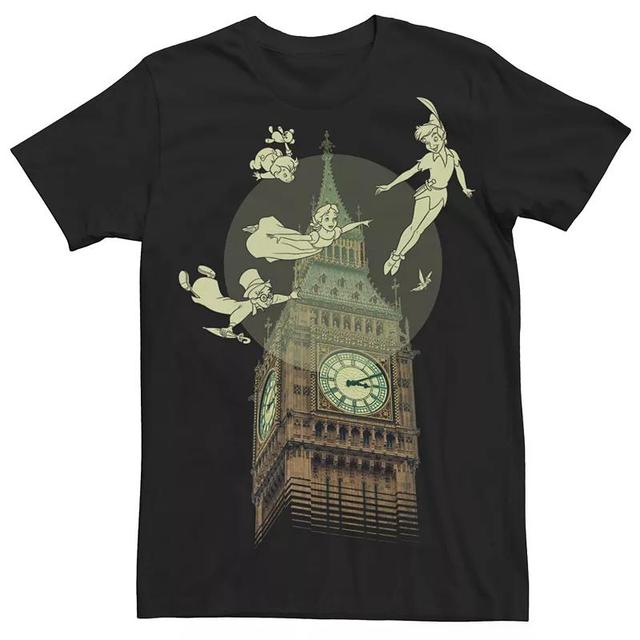 Disney Mens Peter Pan The Darlings Flying By Clock Tower Short Sleeve T-Shirt Product Image