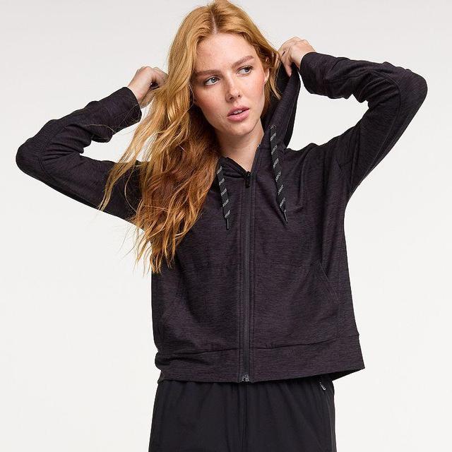 Womens FLX Wander Full Zip Hoodie Black Grey Coal Product Image