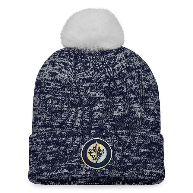 Womens Fanatics Branded Navy Winnipeg Jets Glimmer Cuffed Knit Hat with Pom, Jts Blue Product Image