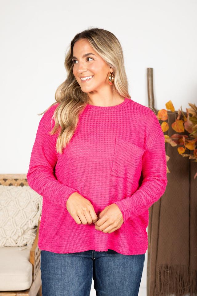 Waffle Knit Sweater With Pocket Product Image