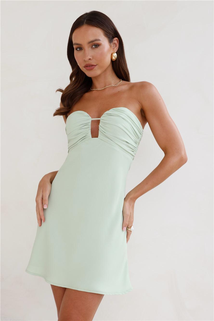 Sultry Vibes Strapless Mini Dress Sage Product Image