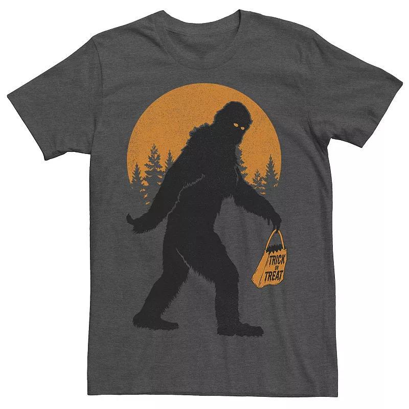 Mens Bigfoot Trick Or Treat Bag Halloween Tee, Mens Grey Heather Product Image