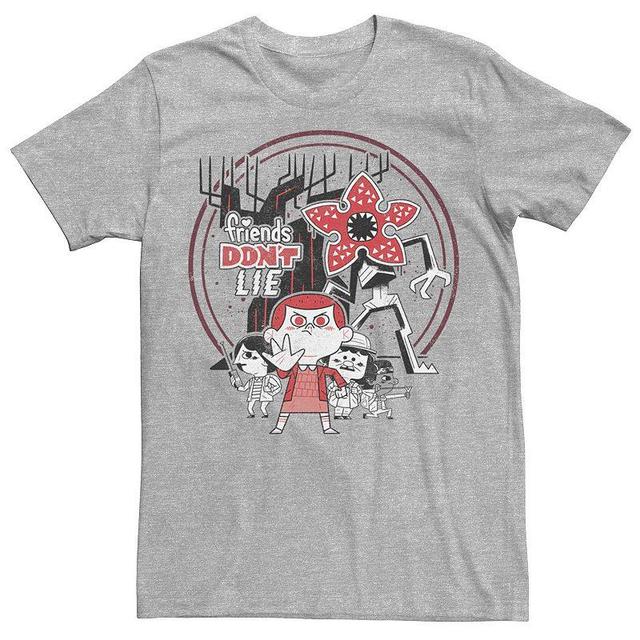 Mens Stranger Things Day Friends Dont Lie Chibi Group Shot Tee Athletic Grey Product Image