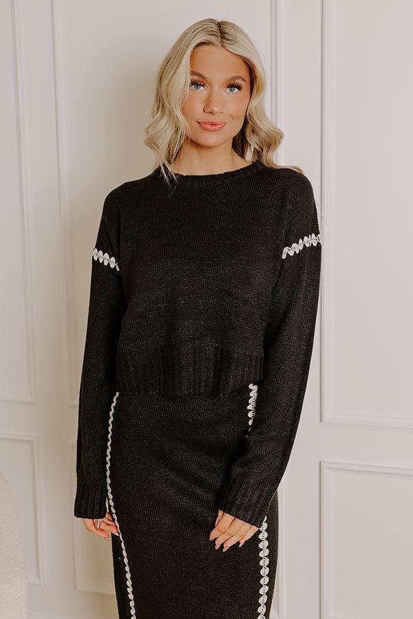 Coffee Shop Cutie Knit Sweater in Black Product Image