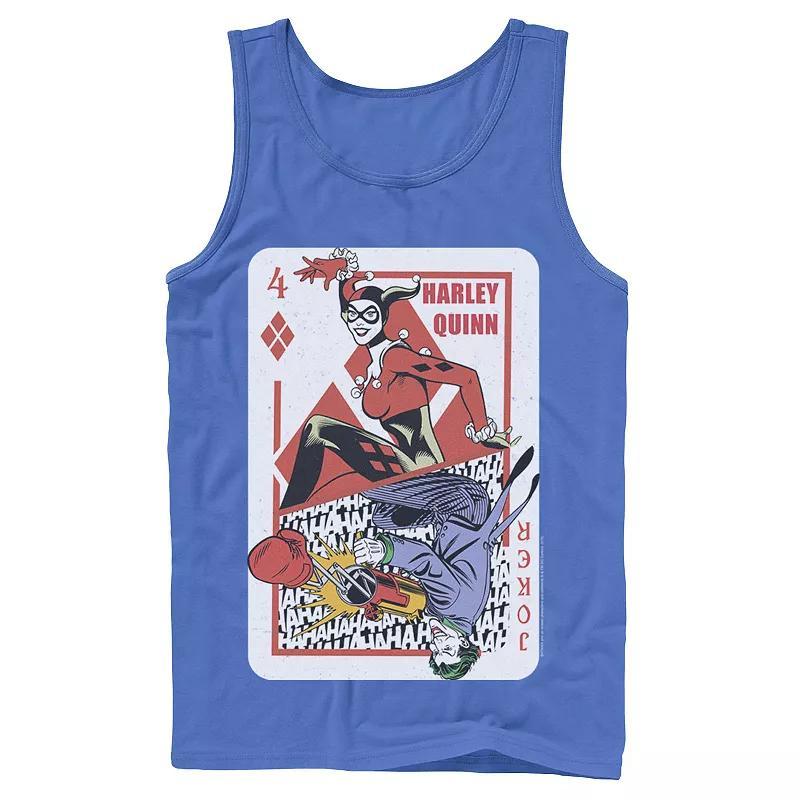 Mens DC Comics Harley Quinn Joker Playing Card Tank Top, Mens Product Image