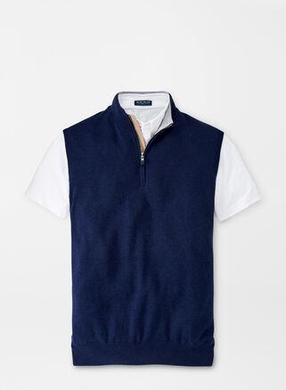 Peter Millar Mens Crown Crafted Interlock Quarter-Zip Vest | Color: Navy | Size: S Product Image