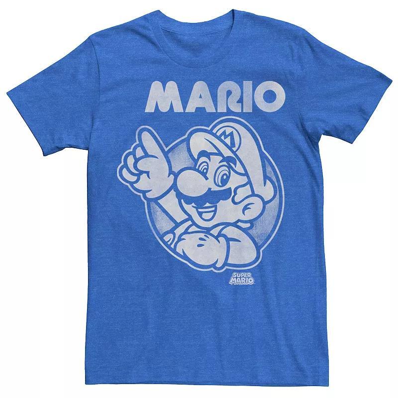 Mens Nintendo Super Mario Pointing Line Art Tee Royal Grey Product Image